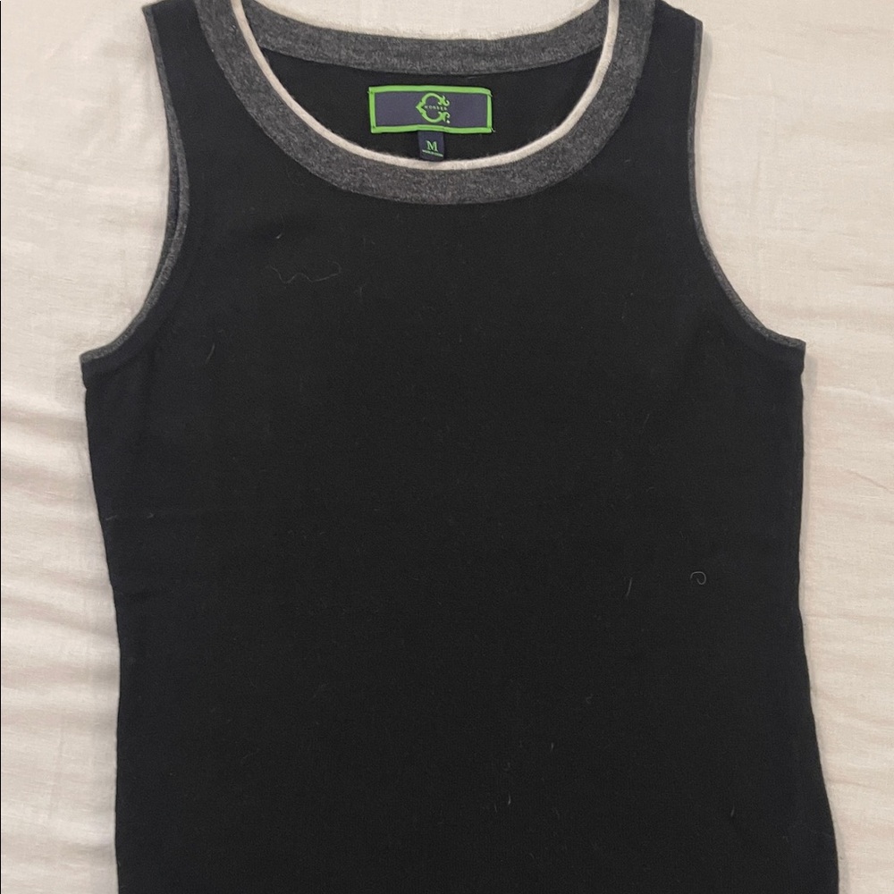 C. Wonder Black, Sleeveless Sweater with Gray Trim, like New!!